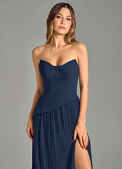 Azazie Becka Bridesmaid Dresses Dark Navy A-Line Strapless Chiffon Dress image6