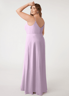 Azazie Daenerys Bridesmaid Dresses Frosted Lilac A-Line Cowl Chiffon Dress image11