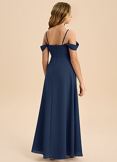 Azazie Anselie Junior Dark Navy A-Line Off the Shoulder Chiffon Dress image2