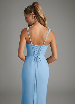 Azazie Asa Bridesmaid Dresses Powder Blue Sheath Corset Chiffon Dress image7