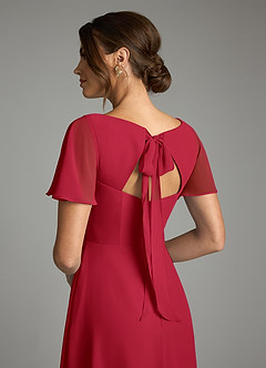 Azazie Kimber Bridesmaid Dresses Scarlet A-Line Flounce Sleeve Chiffon Dress image8