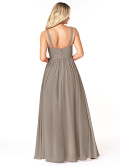 Azazie Chanel Bridesmaid Dresses Taupe A-Line Pleated Chiffon Dress image2