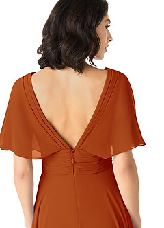 Azazie Pamela Bridesmaid Dresses Paprika A-Line V-Neck Pleated Chiffon Dress image5