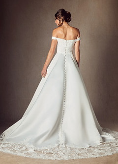 Azazie Kimberlee Wedding Dresses Diamond White Ball-Gown Sweetheart Neckline Lace Dress image2
