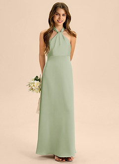 Azazie Beah Junior Klä av A-Line i Stretch Satin Plisserad image4