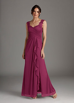 Azazie Edelin Mother of the Bride Dresses Mulberry A-Line Sweetheart Neckline Pleated Mesh Dress image4