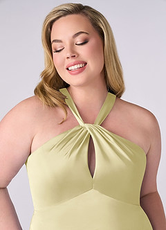 Barbie ♥ Azazie Robes de demoiselle d'honneur Robe Fourreau en Satin extensible Sorbet Citron image10