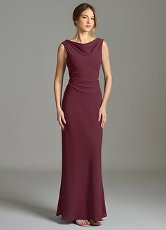 Azazie Kieryn Bridesmaid Dresses Cabernet Mermaid Pleated Chiffon Dress image5