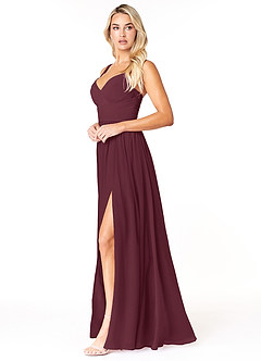 Azazie Chanel Bridesmaid Dresses Cabernet A-Line Pleated Chiffon Dress image3