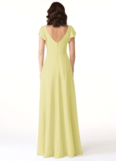 Azazie Omari Bridesmaid Dresses Lemon Sorbet A-Line Chiffon Dress image2