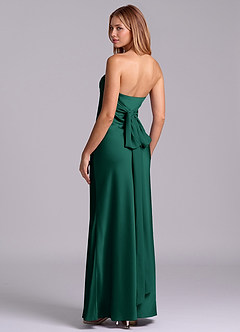 Azazie Ailanie Brudtärnklänningar Klä av Tubklänning i Stretch Satin Axelbandslös Smaragdgrön image2