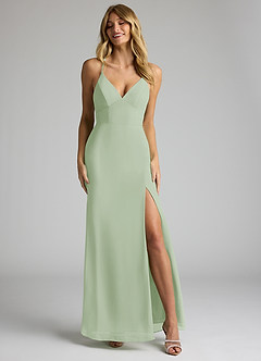 Azazie Becca Abiti da Damigella Abito Tubino in Chiffon con Scollo a V Verde Salvia image4