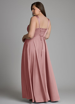 Azazie Azaria Bridesmaid Dresses Dusty Rose A-Line Corset Stretch Satin Dress image8