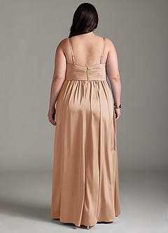Azazie Alia Bridesmaid Dresses English Rose A-Line Pleated Stretch Satin Dress image9
