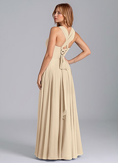 Azazie Darana Bridesmaid Dresses Champagne A-Line Corset Chiffon Dress image6