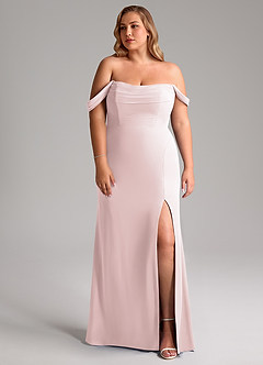 Azazie Saige Bridesmaid Dresses Blushing Pink A-Line Off the Shoulder Chiffon Convertible Dress image10