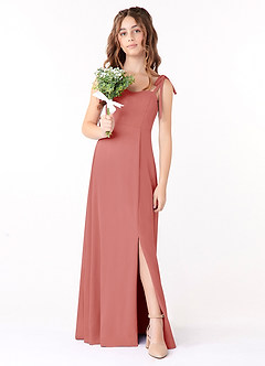 Azazie Rosey Junior Antique Rose A-Line Sweetheart Neckline Chiffon Dress image4