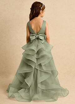 Azazie Lior Robe Demoiselle D'honneur Fillette Robe Princesse en Tulle Plissée Pistache image7