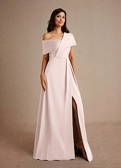 Azazie Milton Mother of the Bride Dresses Blushing Pink A-Line Pleated Stretch Satin Dress image8
