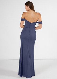 Azazie Kit Bridesmaid Dresses Stormy Mermaid Off the Shoulder Mesh Dress image2