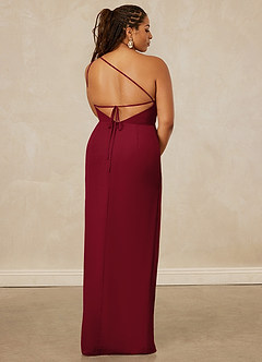 Christian Siriano Bridal for Azazie 1003 Bridesmaid Dresses Burgundy Sheath One Shoulder Chiffon Dress image15