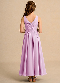 Azazie Ducky Girls Formal Robe Demoiselle D'honneur Fillette Robe Trapèze en Mousseline de soie Plissée Rose Bonbon image2