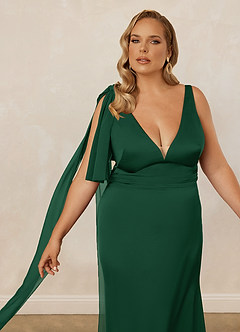 Christian Siriano Bridal for Azazie 1011 Robes de demoiselle d'honneur Robe Sirène en Satin extensible Arc Vert Foncé image13