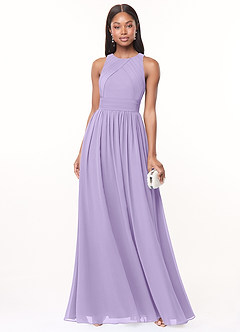 Azazie Harper Brautjungfernkleider A-Linie Plissee Chiffon Kleid Flieder image1