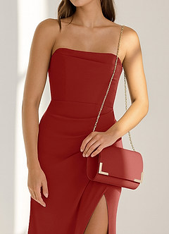 front Matching Color Matte Satin Block Heel Sandals & Envelope Clutch Set