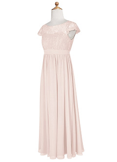 Azazie Silvermist Junior Rose Petal A-Line Pleated Chiffon Dress image10