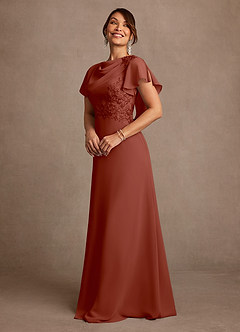 Azazie Frieda Mother of the Bride Dresses Auburn A-Line Applique Chiffon Dress image2