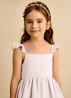 Azazie Boba vestidos de niña de las flores Vestido de Pétalo De Rosa de Gasa de Corte En A con Escote Cuadrado image8