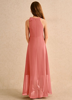 Azazie Boop Girls Formal Flower Girl Dresses Salmon Pink A-Line Bow Chiffon Dress image2