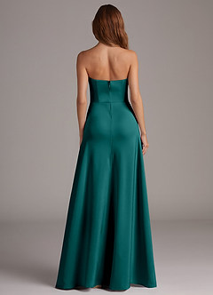 Azazie Wren Bridesmaid Dresses Peacock A-Line Strapless Stretch Satin Convertible Dress image5