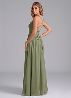 Azazie Francis Bridesmaid Dresses Pistachio A-Line Corset Chiffon Dress image2
