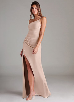 Azazie Eren Jurken voor bruidsmeisjes Jurk van Chiffon met Kolom One-shoulder Engelse Roos image6