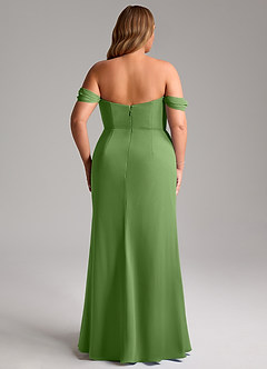 Azazie Saige Bridesmaid Dresses Basil A-Line Off the Shoulder Chiffon Convertible Dress image15
