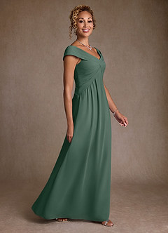 Azazie Myrtle Mother of the Bride Dresses Sea Moss A-Line Pleated Chiffon Dress image3
