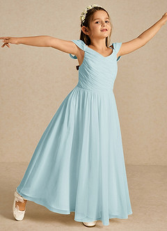 Azazie Chelle Flower Girl Dresses Mist A-Line Pleated Chiffon Dress image2
