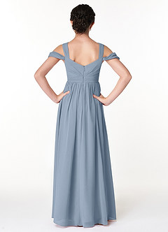 Azazie Lianne Junior Jurk van Chiffon met A-Lijn Off the Shoulder Stoffig Blauw image2