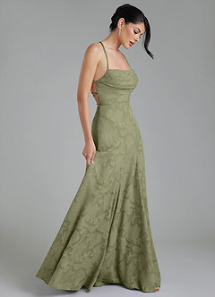Azazie Tatum Bridesmaid Dresses Pistachio A-Line Corset Floral Burnout Dress image7