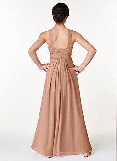 Azazie Anthea Junior Champagne Rose Pleated Chiffon Dress image2
