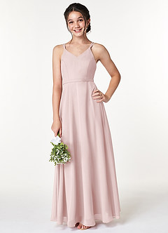Azazie Janine Junior Blushing Pink A-Line Chiffon Dress image1