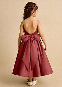Azazie Babs Flower Girl Dresses Rust Ball-Gown Pleated Matte Satin Dress image6