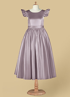 Azazie Violeta Flower Girl Dresses Dusk Ball-Gown Bow Matte Satin Dress image10