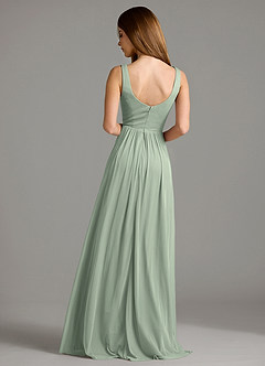 Azazie Keyla Bridesmaid Dresses Dusty Sage A-Line Pleated Mesh Dress image2