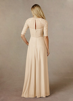 Azazie Raelyn Mother of the Bride Dresses Champagne A-Line Lace Mesh Dress image2