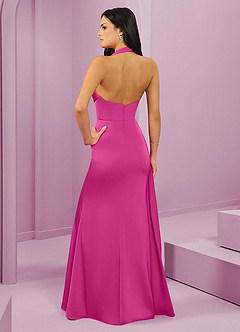 Barbie ♥ Azazie Jurken voor bruidsmeisjes Jurk van Stretch Satijn met Zeemeermin Geplooid Fuchsia image7