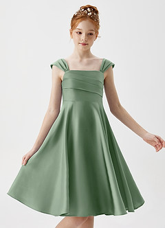 Azazie Amira Junior Klänning av A-Line i Stretch Satin Plisserad image3