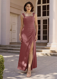 Azazie Jesaphine Bridesmaid Dresses Amethyst Sheath Bow Chiffon Dress image2